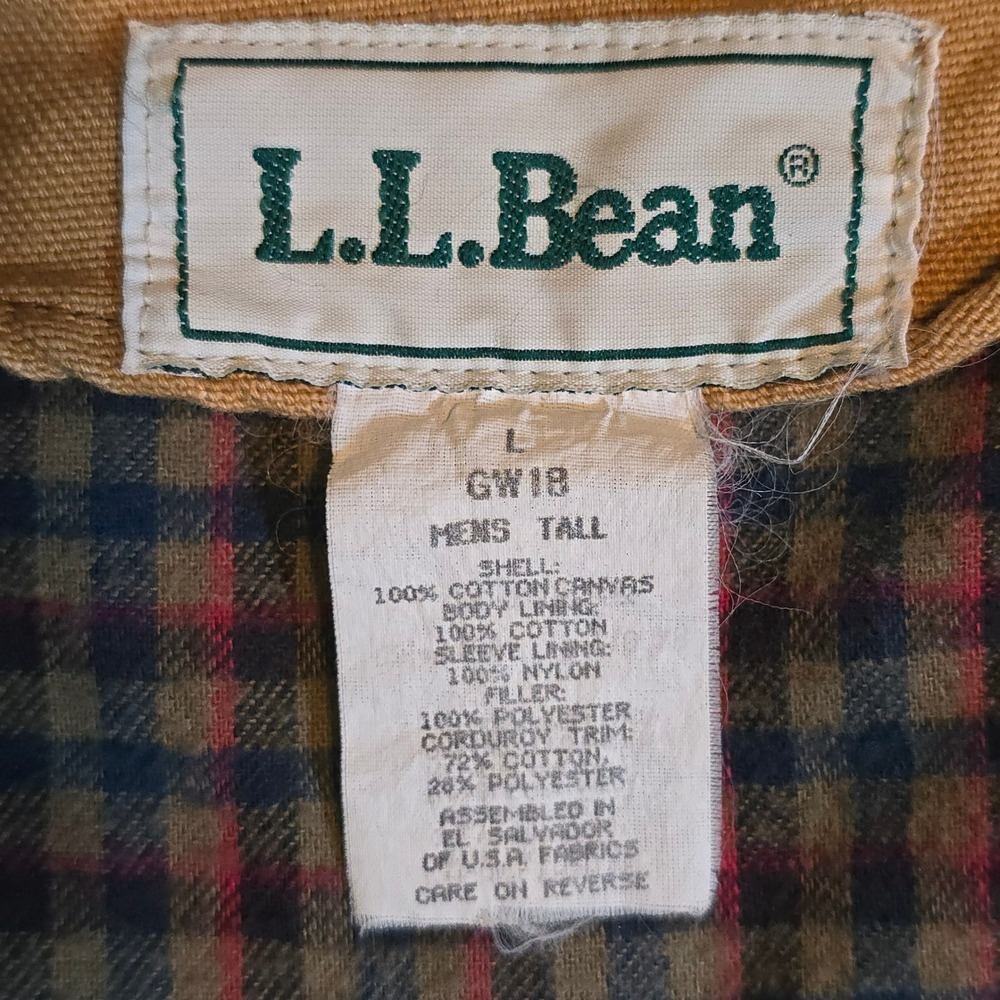 L.L. Bean Field Coat Canvas Hunting Jacket Tall Large Tall Tan Primaloft Flannel - Picture 3 of 16
